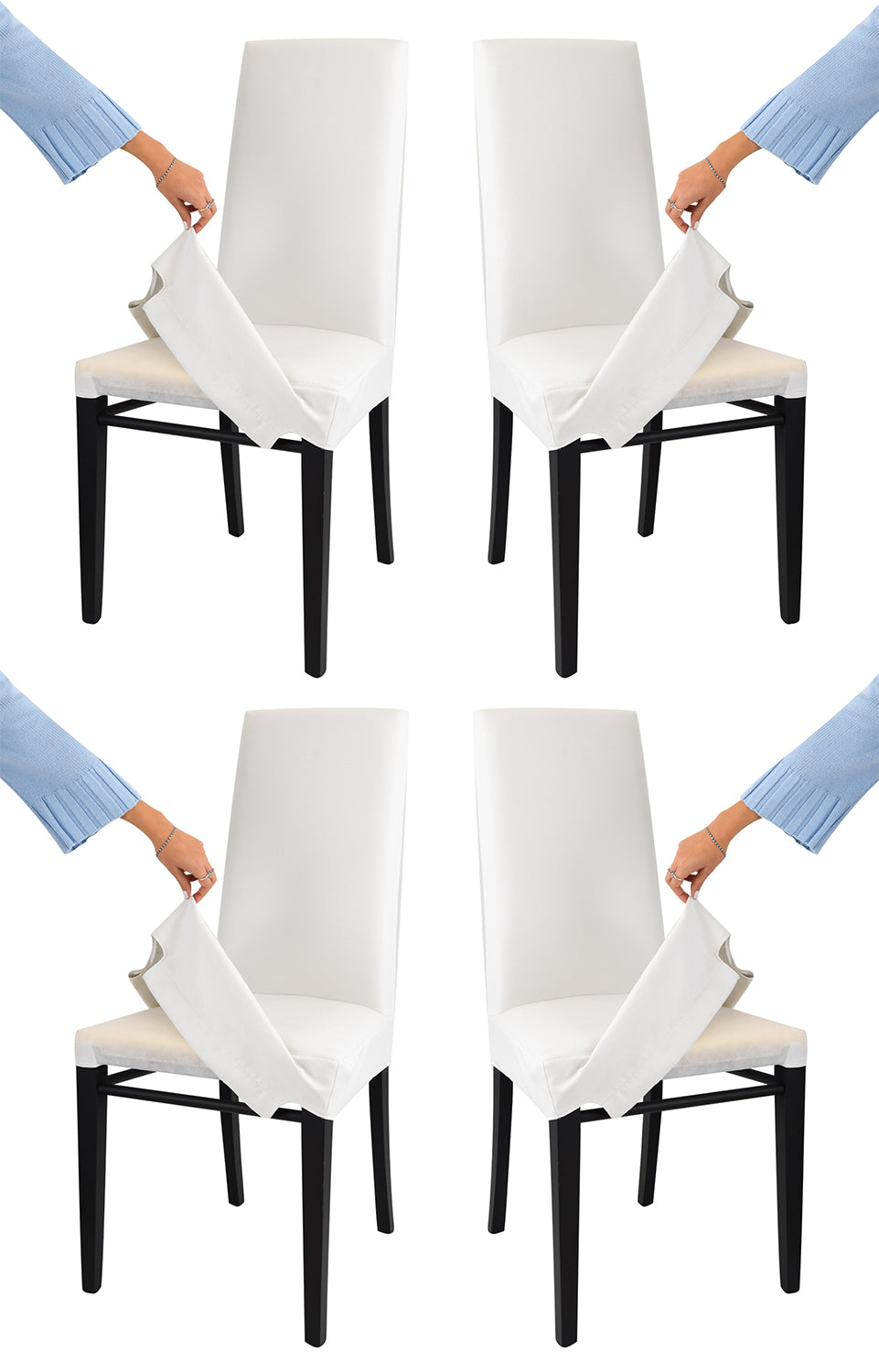 Anilina Nera/Bianco/Set 4 Sedie