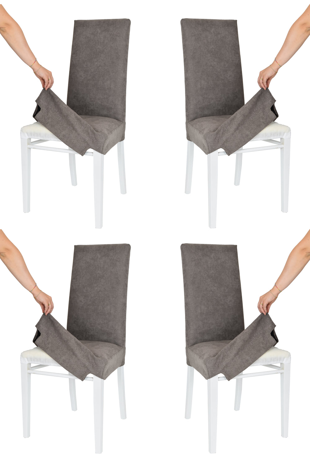 Bianco/Grigio Cemento/Set 4 Sedie