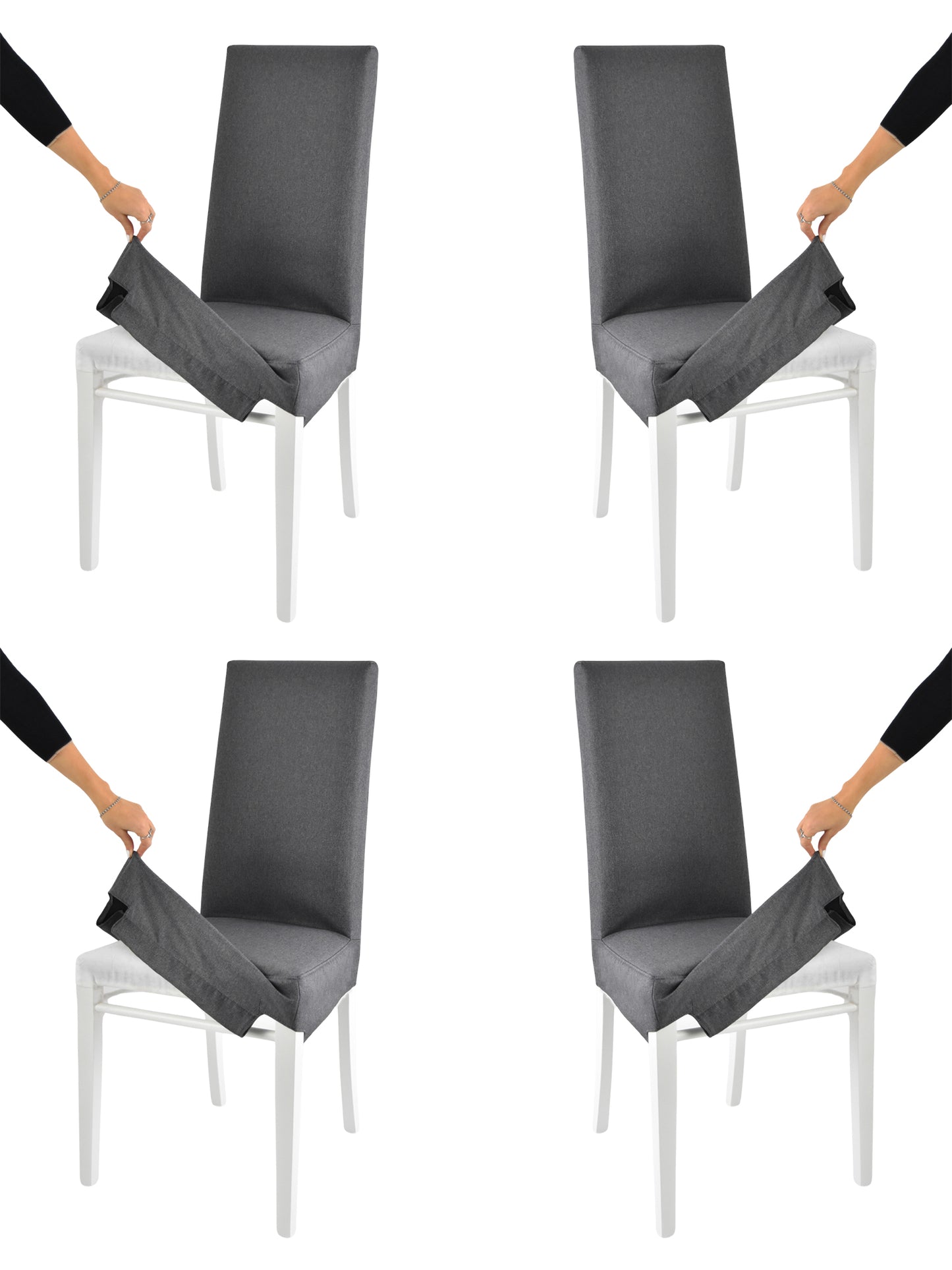 Bianco/Grigio Scuro/Set 4 Sedie