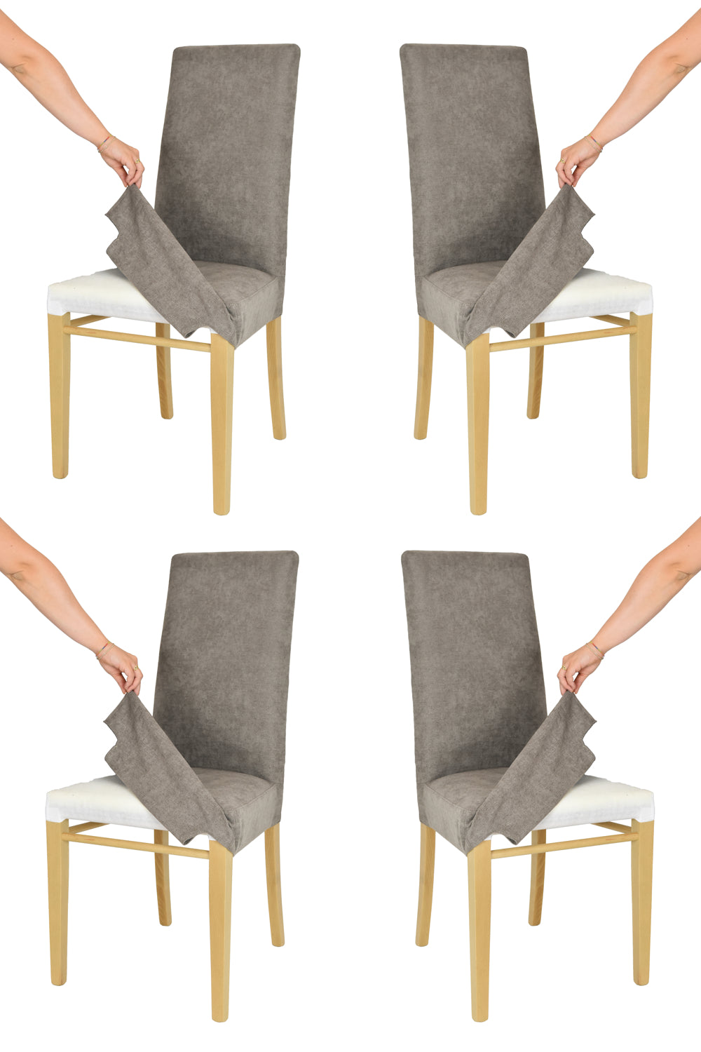 Rovere/Grigio Cemento/Set 4 Sedie