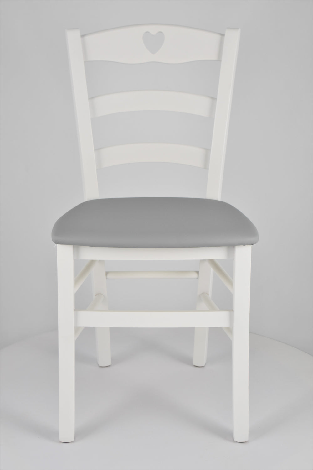 Laccato Bianco-Finta Pelle Grigio chiaro/Set 1 sedia