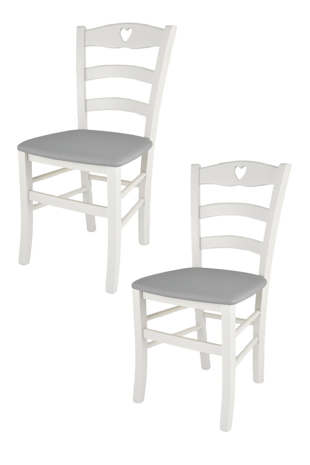 Laccato Bianco-Finta Pelle Grigio chiaro/Set 2 sedie