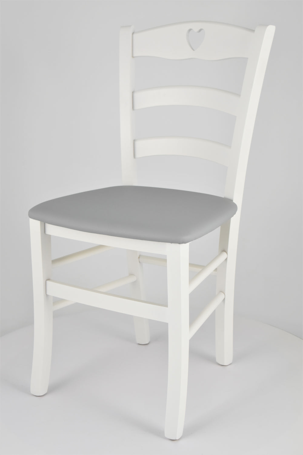 Laccato Bianco-Finta Pelle Grigio chiaro/Set 2 sedie