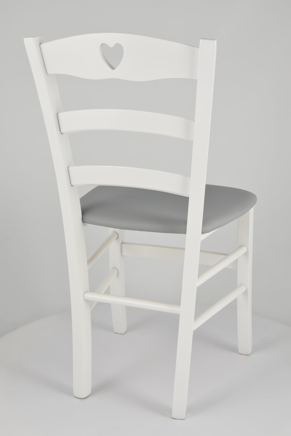 Laccato Bianco-Finta Pelle Grigio chiaro/Set 2 sedie