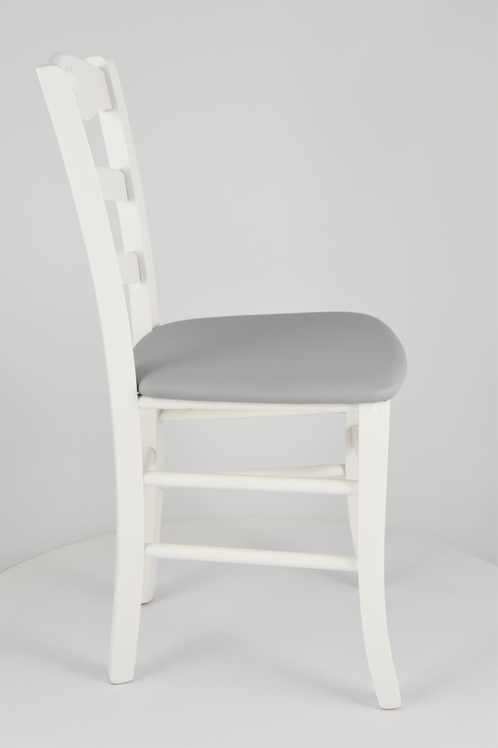 Laccato Bianco-Finta Pelle Grigio chiaro/Set 6 sedie