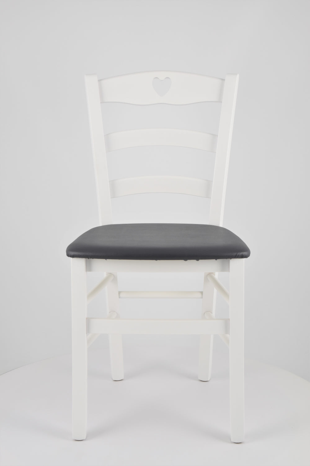 Laccato Bianco-Finta Pelle Grigio scuro/Set 1 sedia