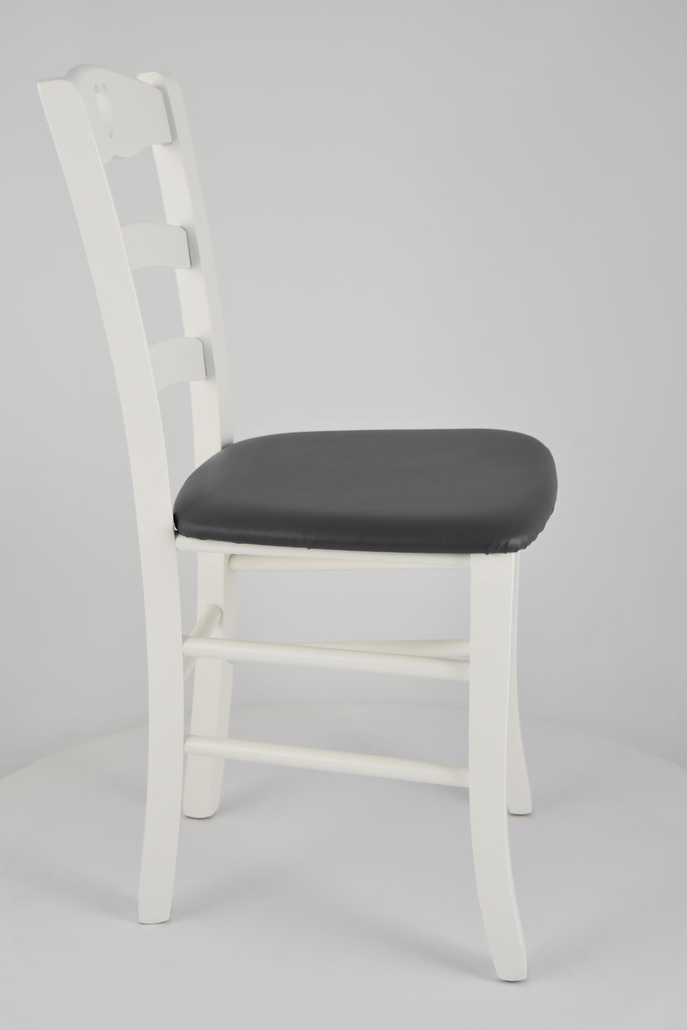 Laccato Bianco-Finta Pelle Grigio scuro/Set 1 sedia