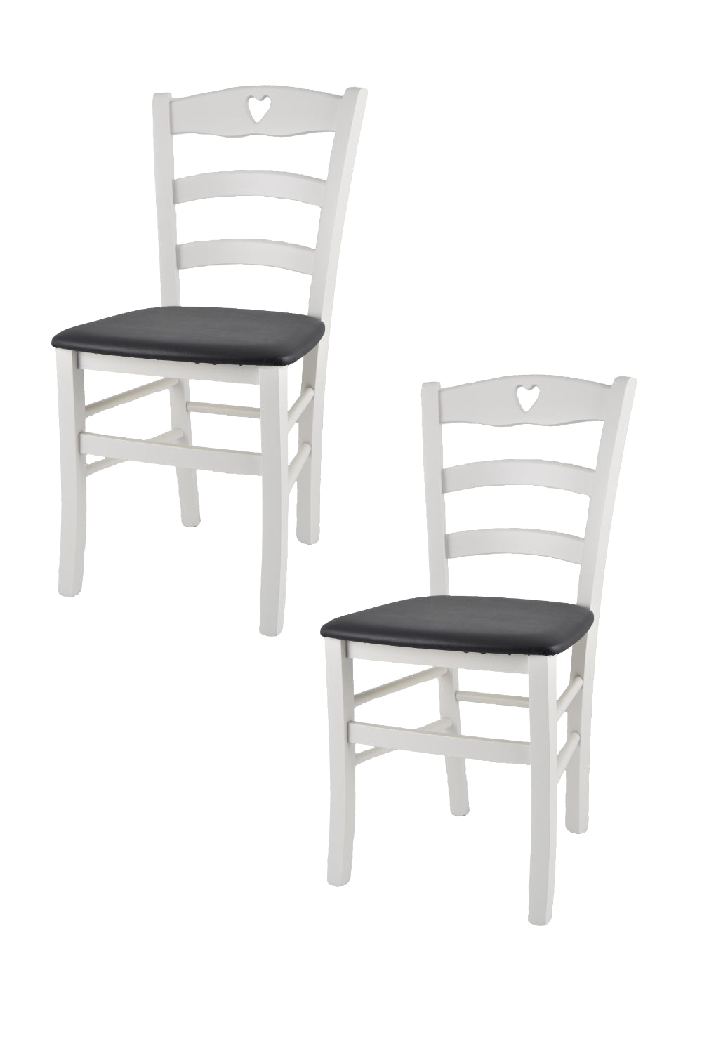 Laccato Bianco-Finta Pelle Grigio scuro/Set 2 sedie