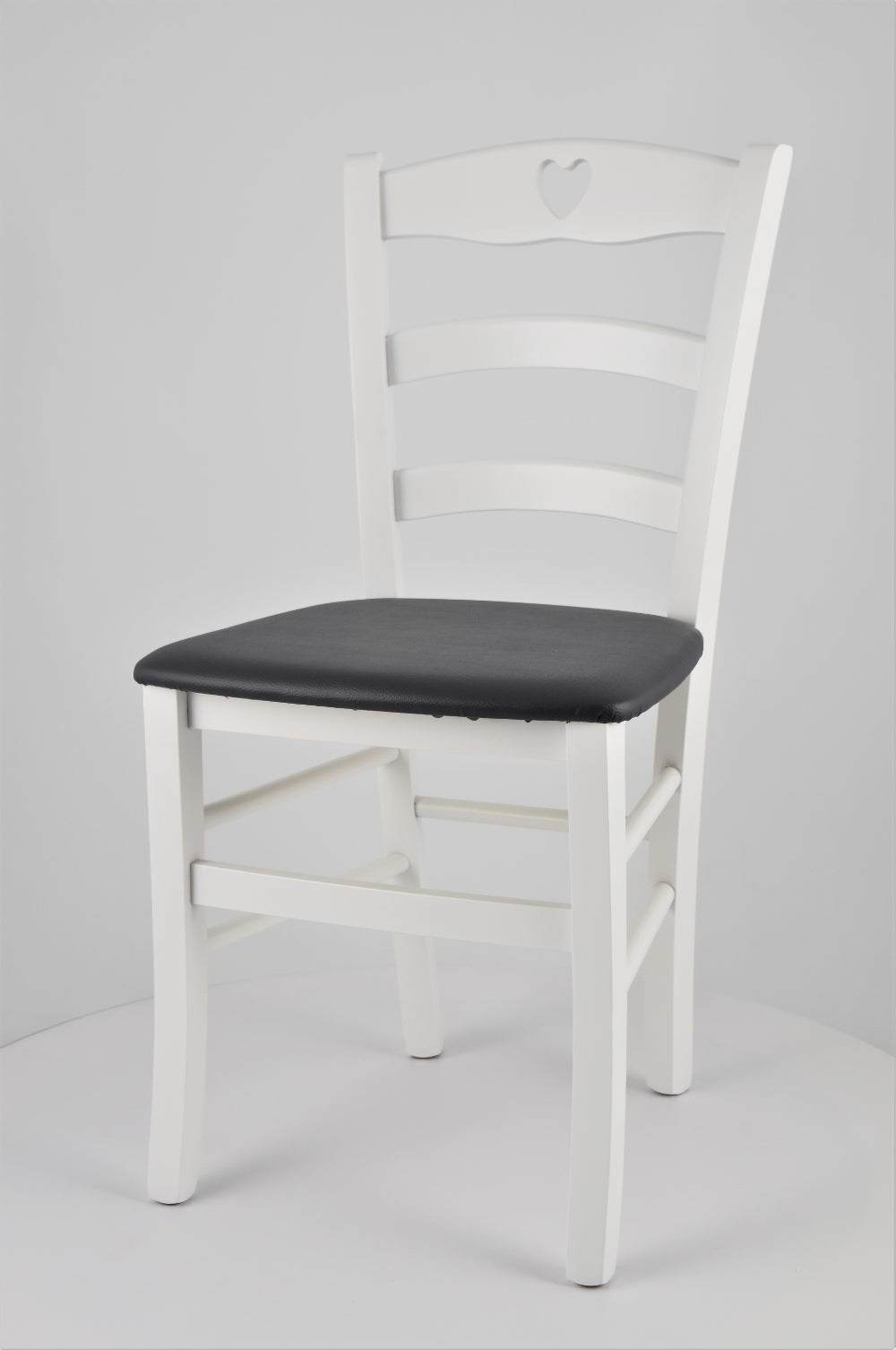 Laccato Bianco-Finta Pelle Grigio scuro/Set 4 sedie