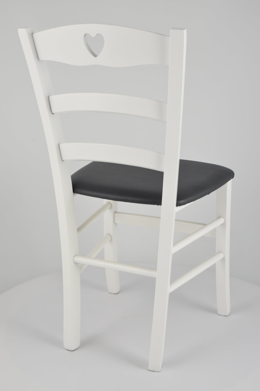 Laccato Bianco-Finta Pelle Grigio scuro/Set 4 sedie