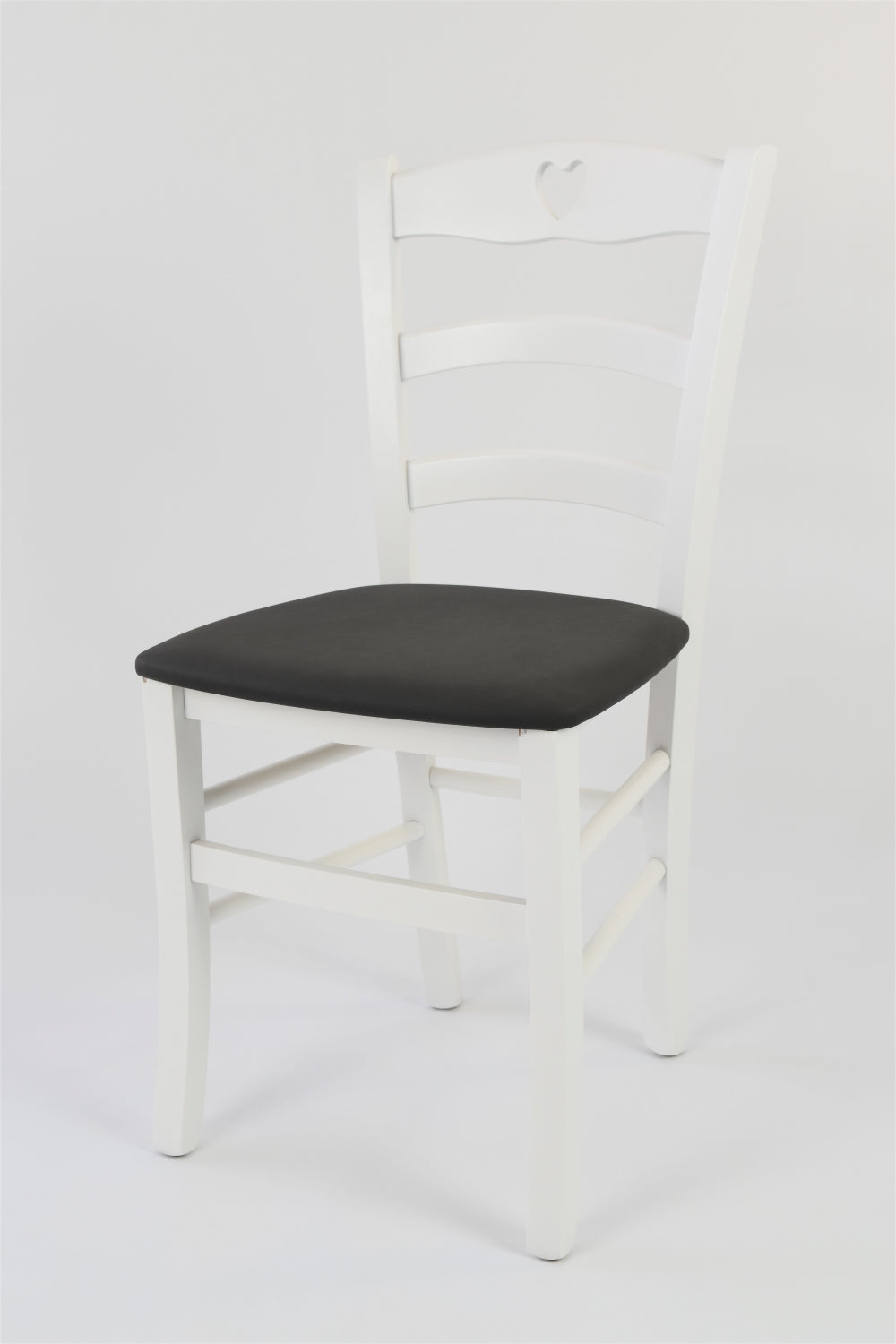 Laccato bianco-Finta pelle antracite/Set 1 sedia