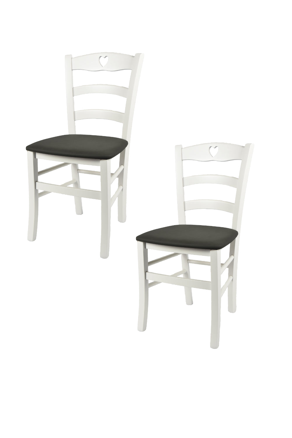Laccato bianco-Finta pelle antracite/Set 2 sedie