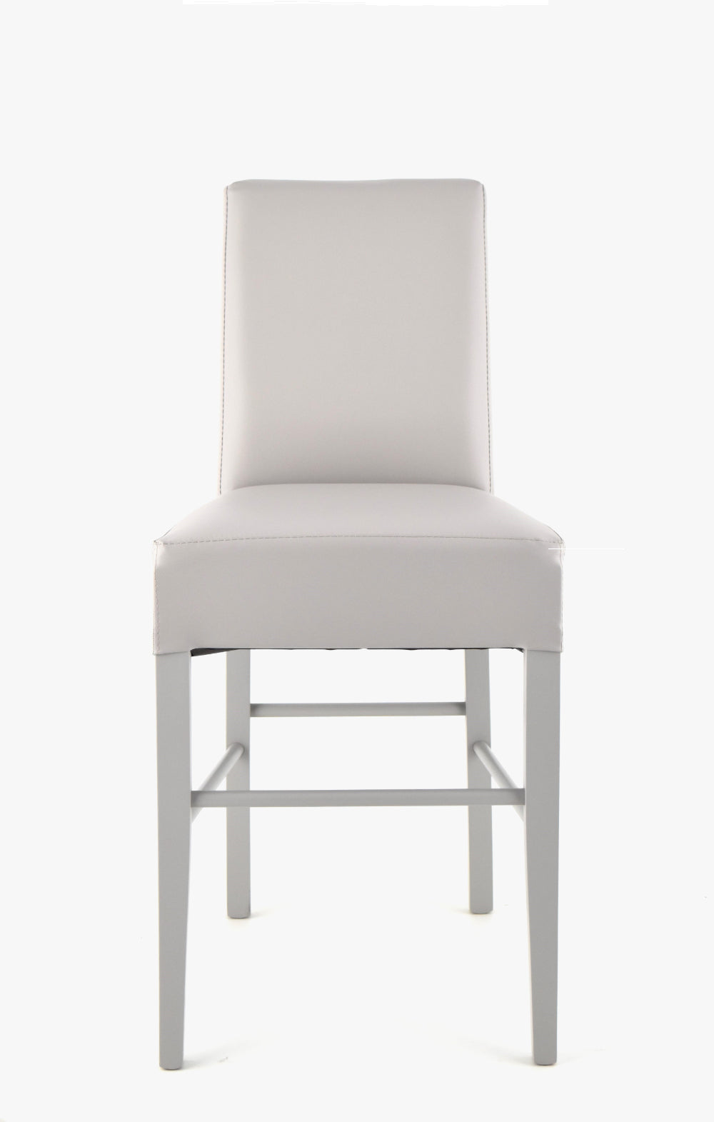 Luisa low stools in beech wood structure, padded seat and backrest covered in artificial leather