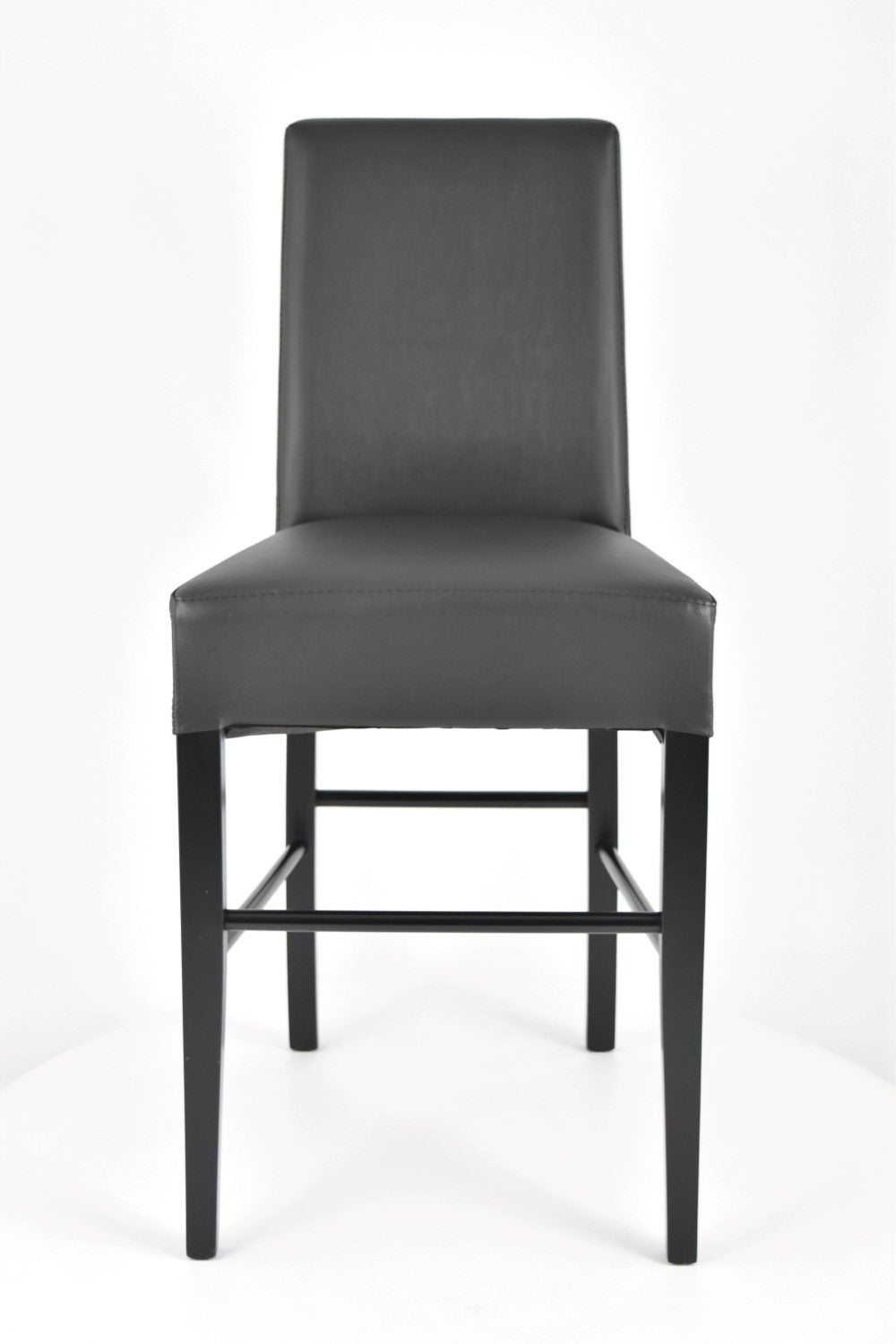 Luisa low stools in beech wood structure, padded seat and backrest covered in artificial leather