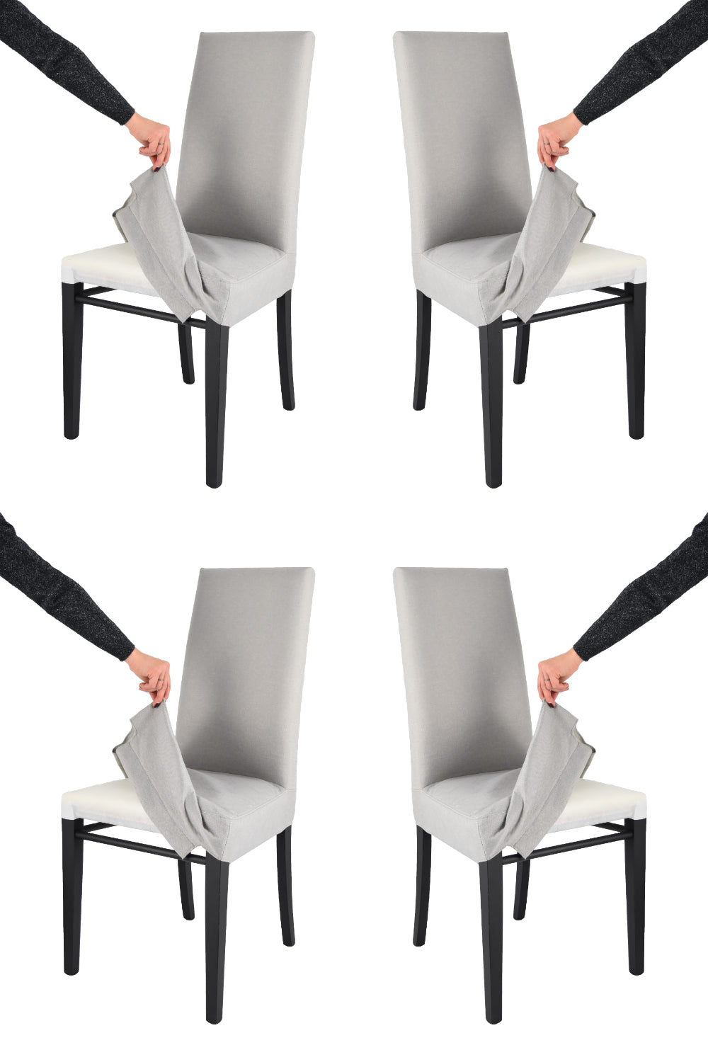 Anilina Nera/Grigio Perla/Set 4 Sedie
