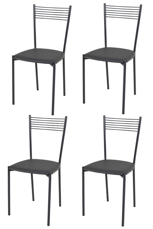 Finta Pelle Grigio Scuro/Set 4 sedie