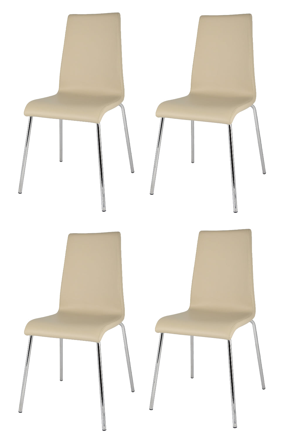 Set sedie Madrid con scocca in multistrato imbottita e rivestita in pelle artificiale e basamento in tubo d'acciaio