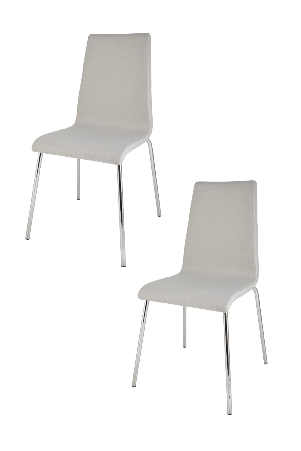 Chairs LISBONA with steel legs and seat in multilayer wood, upholstered in fabric colour pearl grey