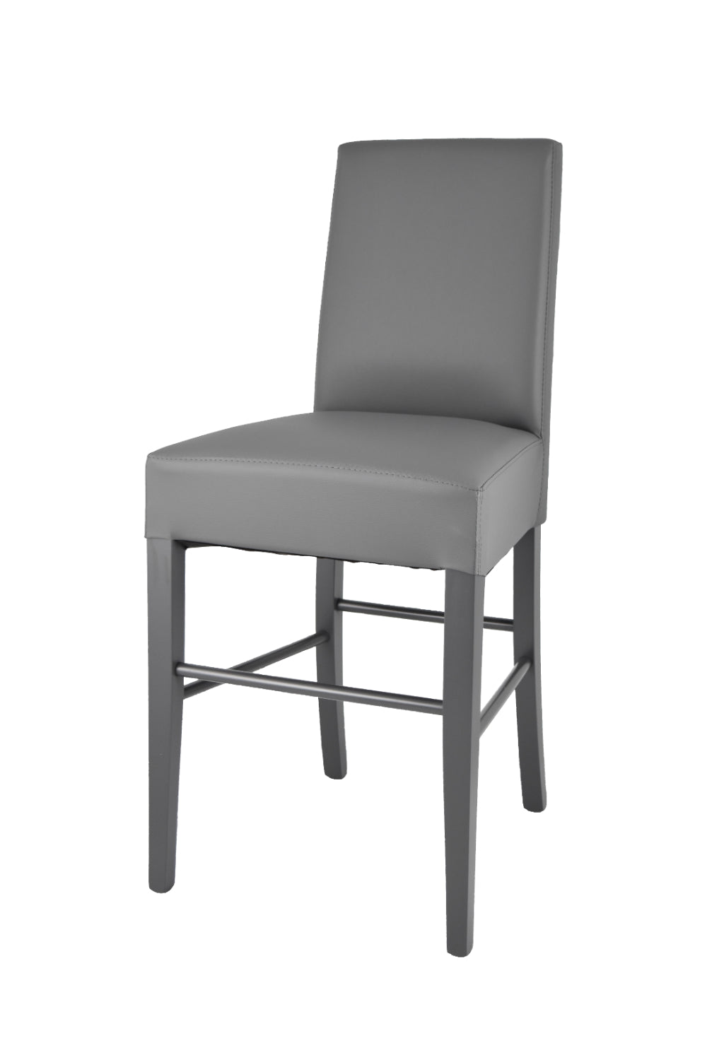 Luisa low stools in beech wood structure, padded seat and backrest covered in artificial leather