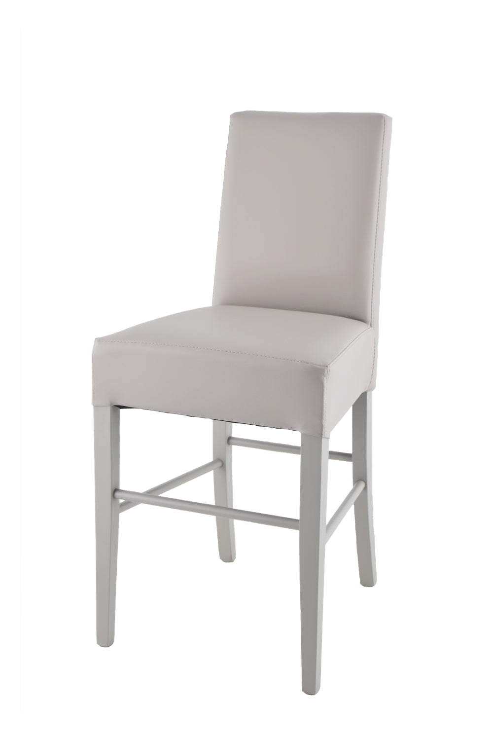 Luisa low stools in beech wood structure, padded seat and backrest covered in artificial leather