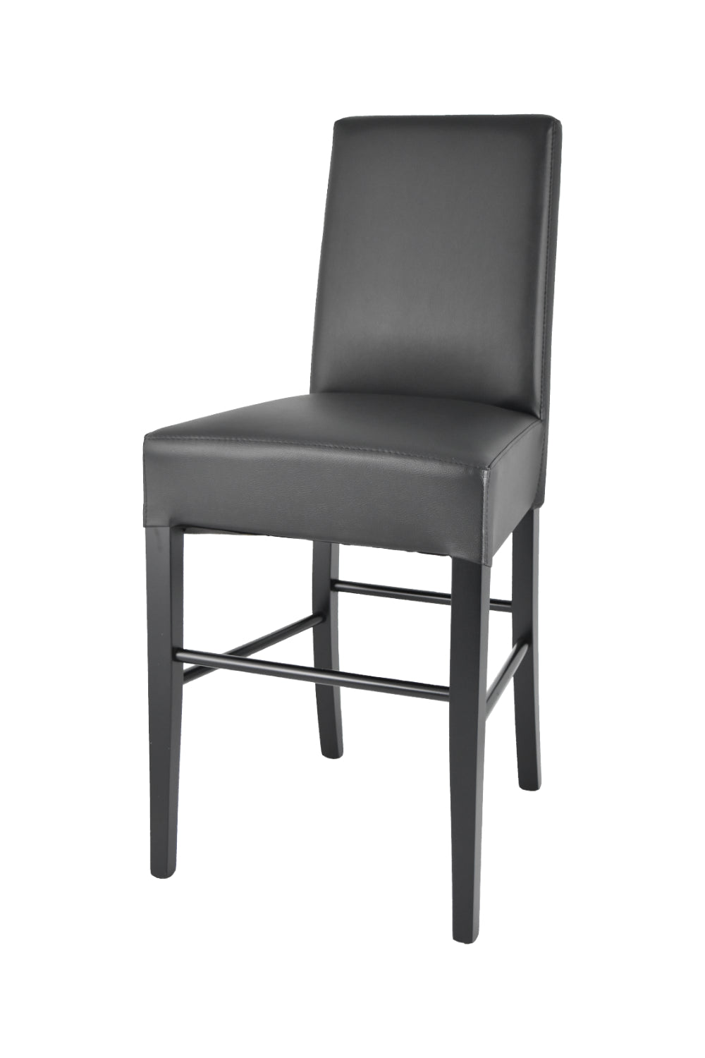 Luisa low stools in beech wood structure, padded seat and backrest covered in artificial leather