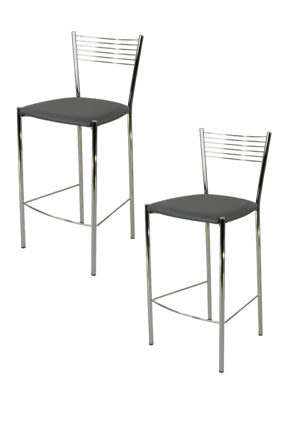 Finta Pelle Grigio Scuro/Set 2 sgabelli