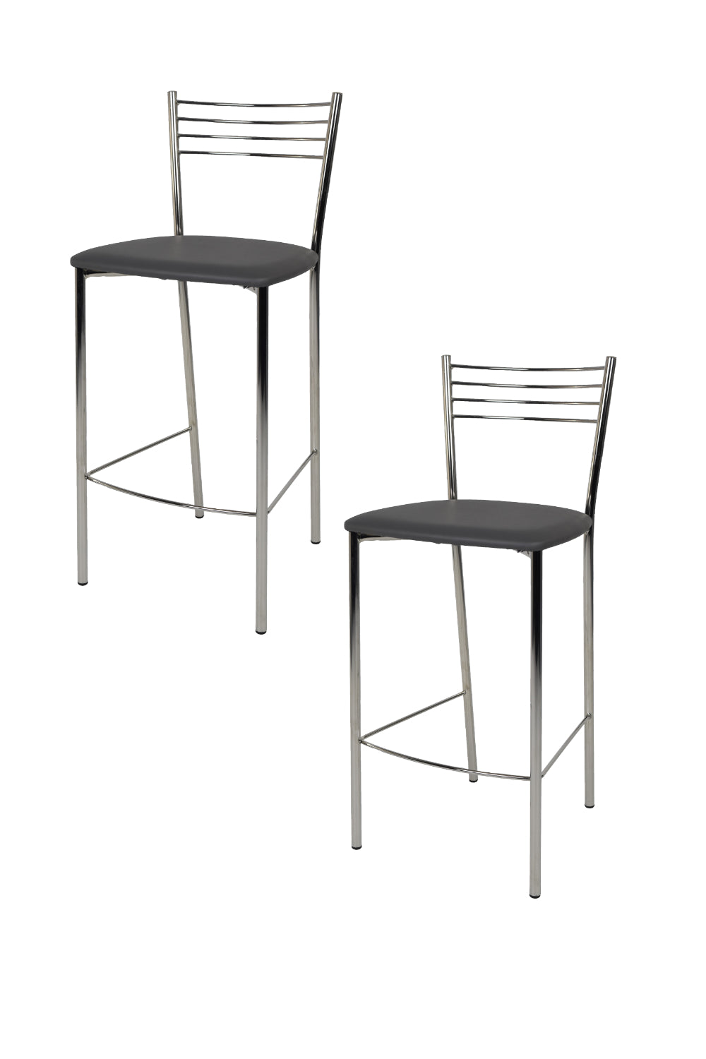 Finta Pelle Grigio Scuro/Set 2 sgabelli