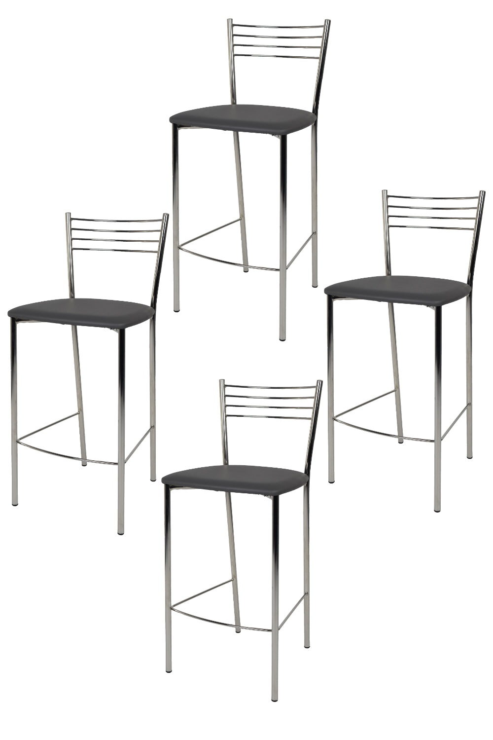 Finta Pelle Grigio Scuro/Set 4 sgabelli