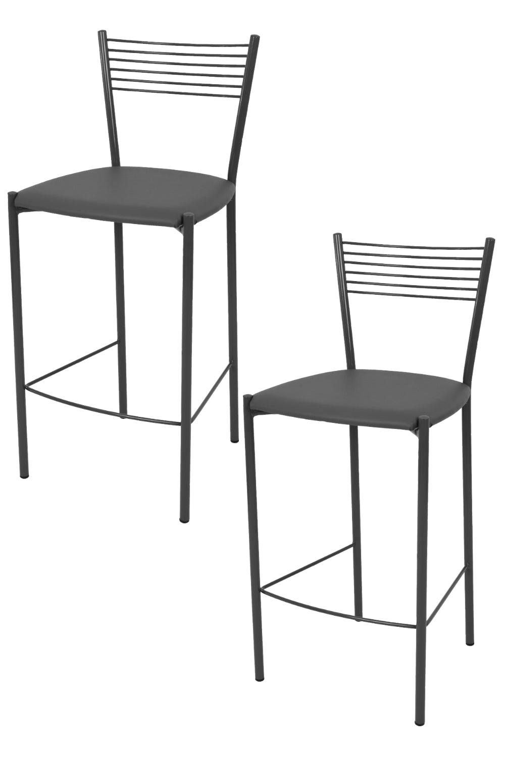 Finta Pelle Grigio Scuro/Set 2 sgabelli