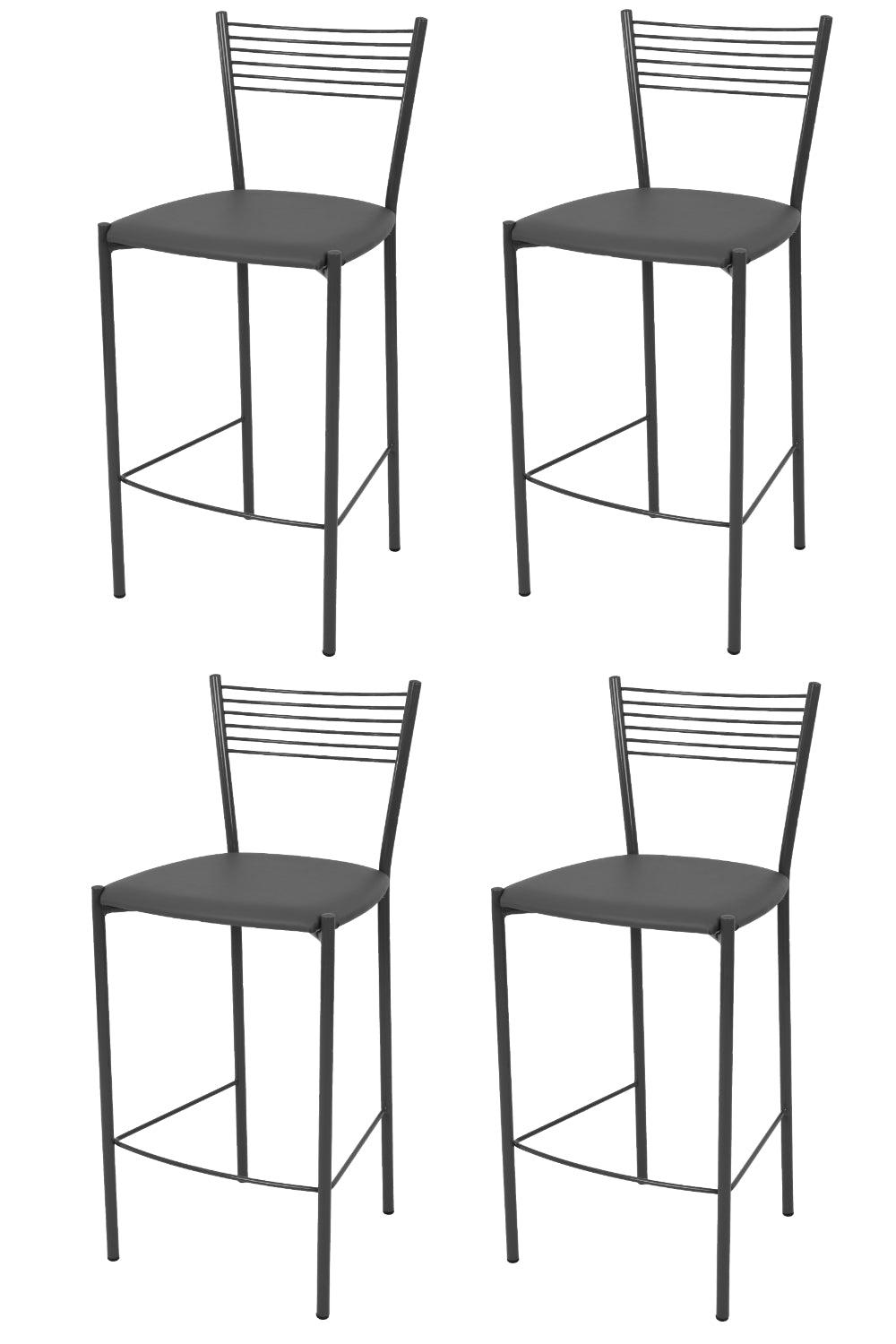 Finta Pelle Grigio Scuro/Set 4 sgabelli