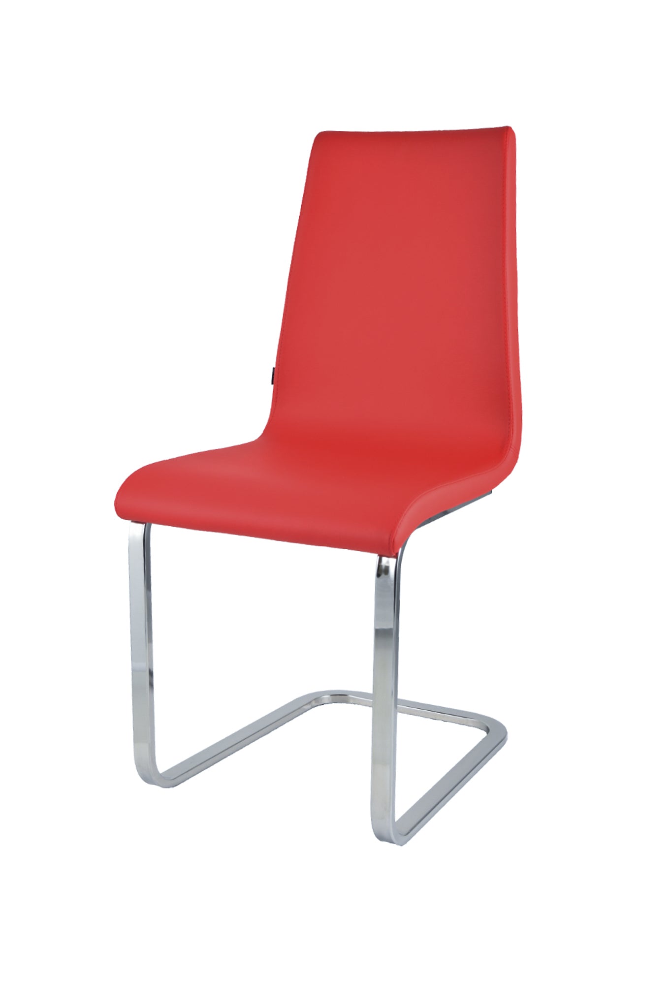 Silla Berlin estilo cantilever con patas de acero cromado de alta resistencia y asiento en madera multicapa, tapizado en polipiel 