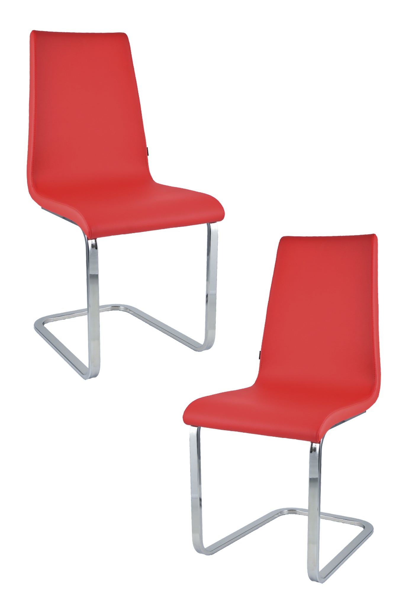 Silla Berlin estilo cantilever con patas de acero cromado de alta resistencia y asiento en madera multicapa, tapizado en polipiel 