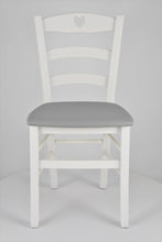 Carica l&#39;immagine nel visualizzatore di Gallery, Laccato Bianco-Finta Pelle Grigio chiaro/Set 2 sedie
