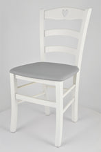Carica l&#39;immagine nel visualizzatore di Gallery, Laccato Bianco-Finta Pelle Grigio chiaro/Set 6 sedie
