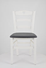 Carica l&#39;immagine nel visualizzatore di Gallery, Laccato Bianco-Finta Pelle Grigio scuro/Set 1 sedia

