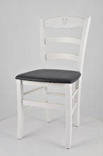 Carica l&#39;immagine nel visualizzatore di Gallery, Laccato Bianco-Finta Pelle Grigio scuro/Set 2 sedie
