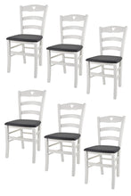 Carica l&#39;immagine nel visualizzatore di Gallery, Laccato Bianco-Finta Pelle Grigio scuro/Set 6 sedie
