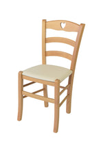 Cargar imagen en el visor de la galería, sedia in legno di faggio modello Cuore, robusta struttura in legno di faggio e seduta imbottita
