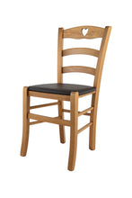 Load image into Gallery viewer, sedia in legno di faggio modello Cuore, robusta struttura in legno di faggio e seduta imbottita
