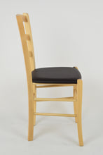 Charger l&#39;image dans la galerie, Chaise Venice avec robuste structure en bois de hêtre et assise rembourrée et revêtue en cuir artificiel ou tissu
