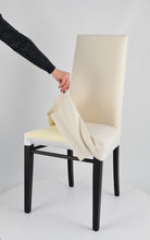 Charger l&#39;image dans la galerie, Set chaises rembourrées avec housse amovible modèle Jazz pour cuisine et salle à manger, structure en hêtre peindré, assise et dossier rembourrés et recouverts d&#39;un housse en tissu
