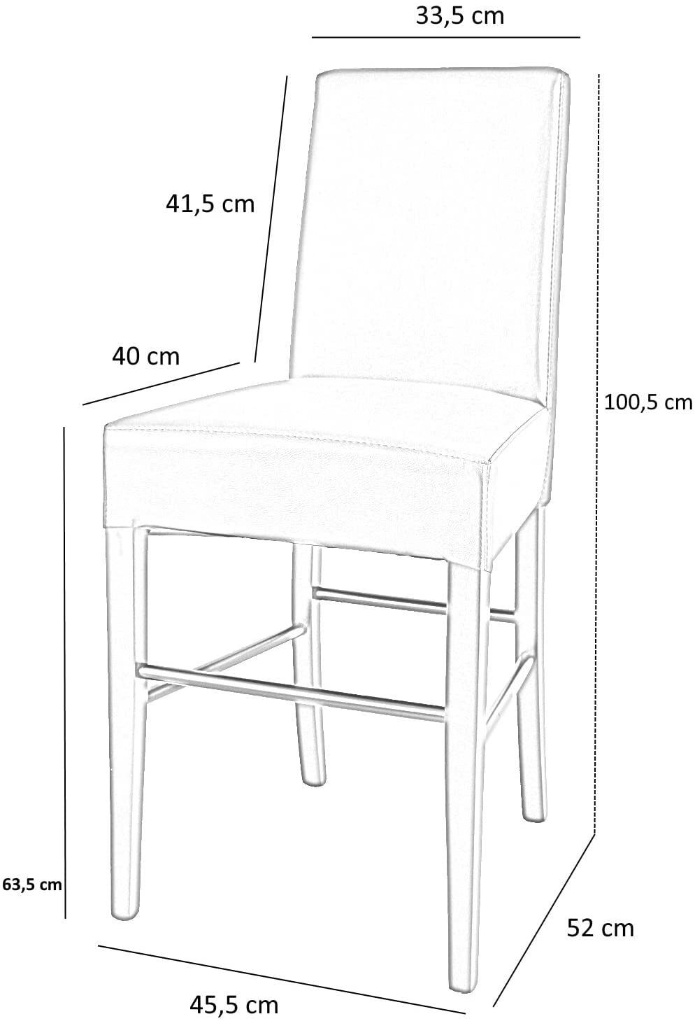 Tabouret bas Luisa avec robuste structure en bois de hêtre peindré, assise et dossier rembourrés et revêtus en cuir artificiel