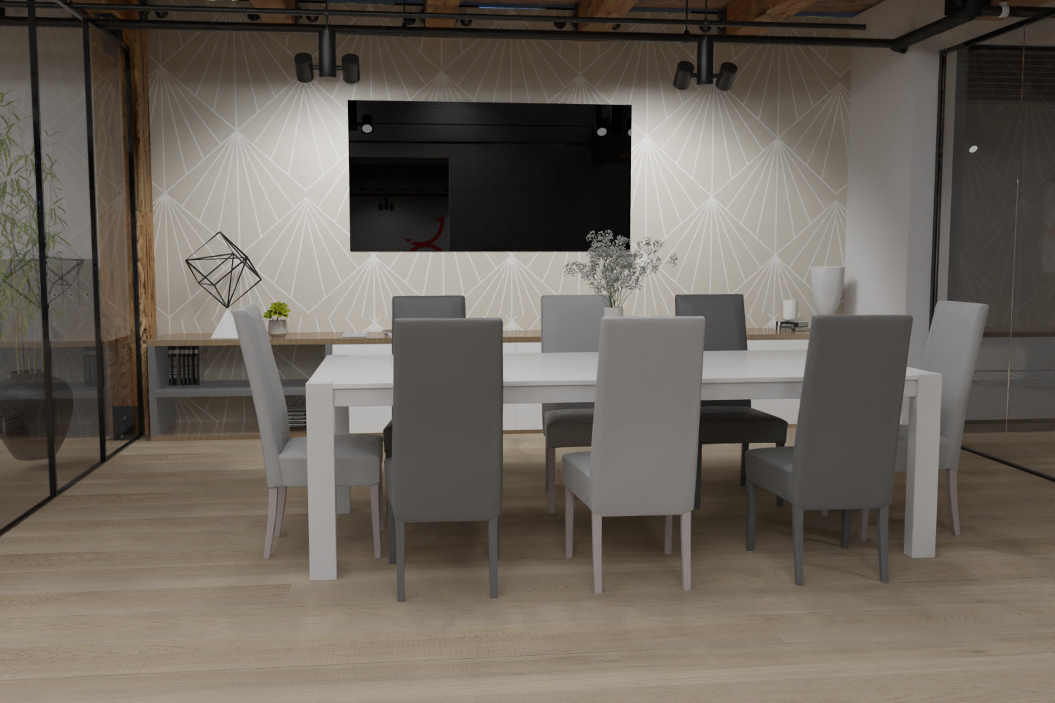 t m c s chair in beech wood, upholstered and covered in artificial