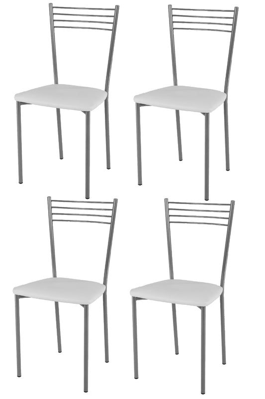 Finta Pelle Bianca/Set 4 sedie