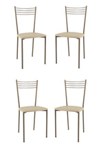 Charger l&#39;image dans la galerie, Set chaises ELENA avec robuste structure en acier cappuccino et assise rembourrée et revêtue en cuir artificiel couleur cappuccino
