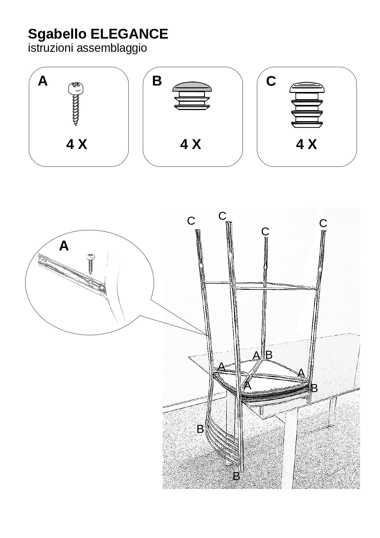 Set tabourets Elegance avec robuste structure en acier peindré en couleur blanc