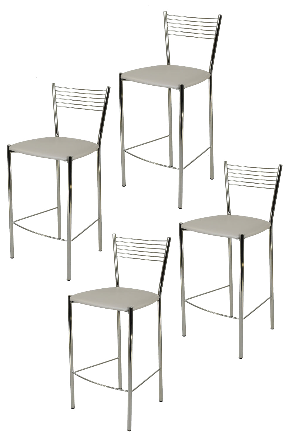 Finta Pelle Grigio Chiaro/Set 4 sgabelli