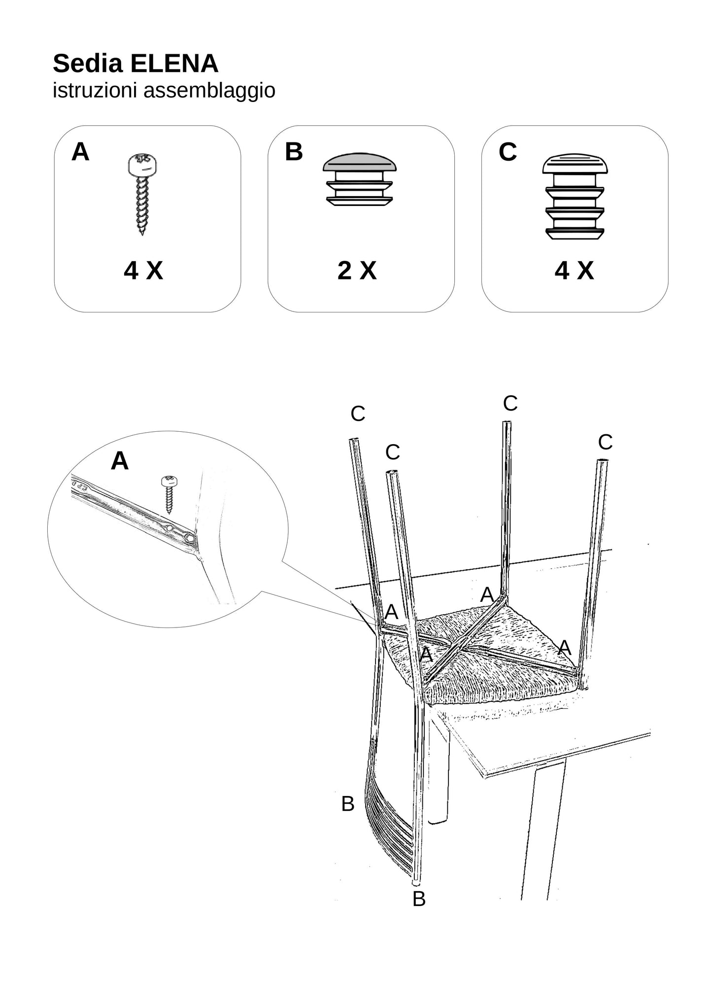 Set von Stühlen Elena mit robustem Gestell aus verchromtem Stahl