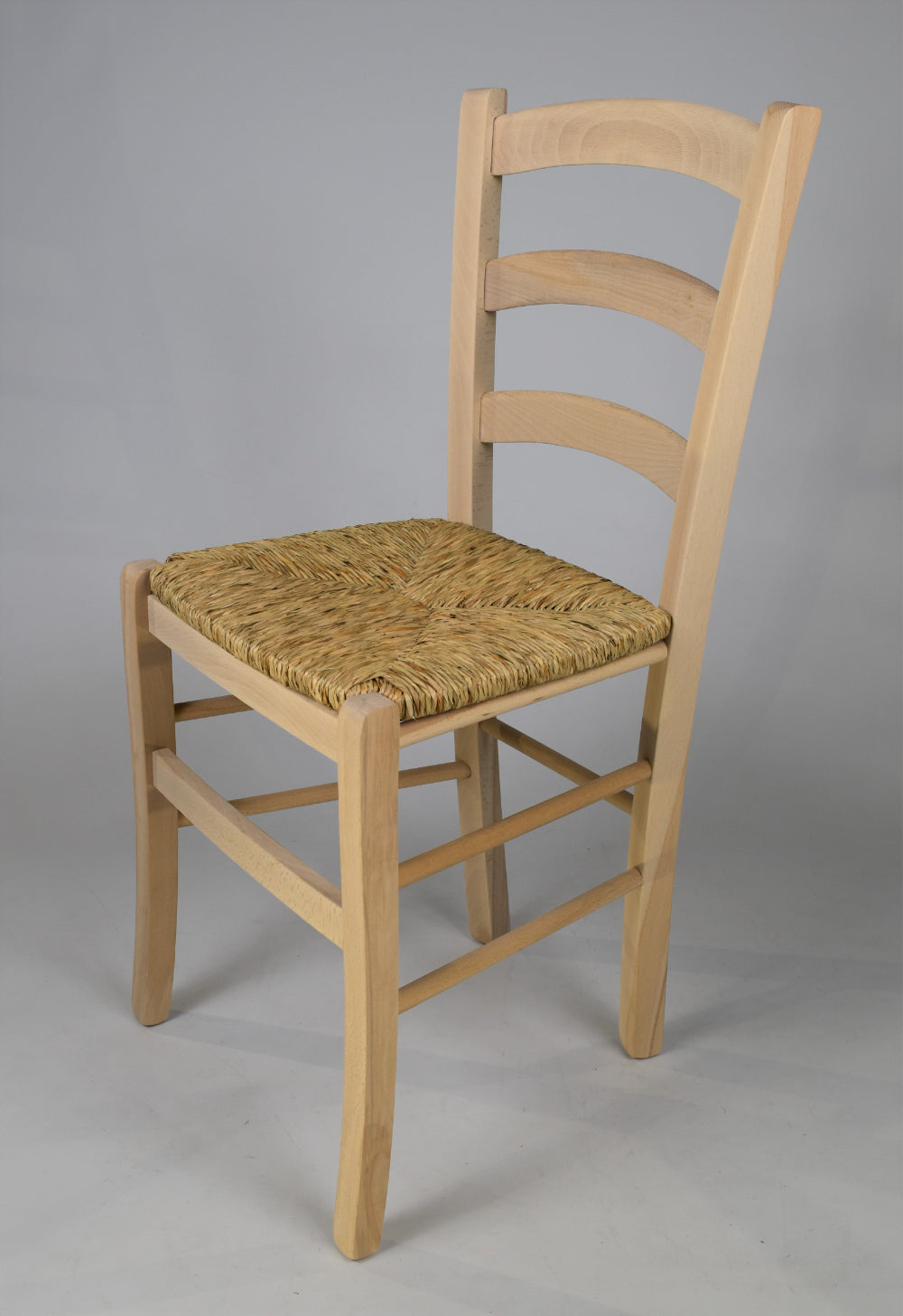 sedia Venezia in legno di faggio non verniciato e seduta in paglia –  Tommychairs